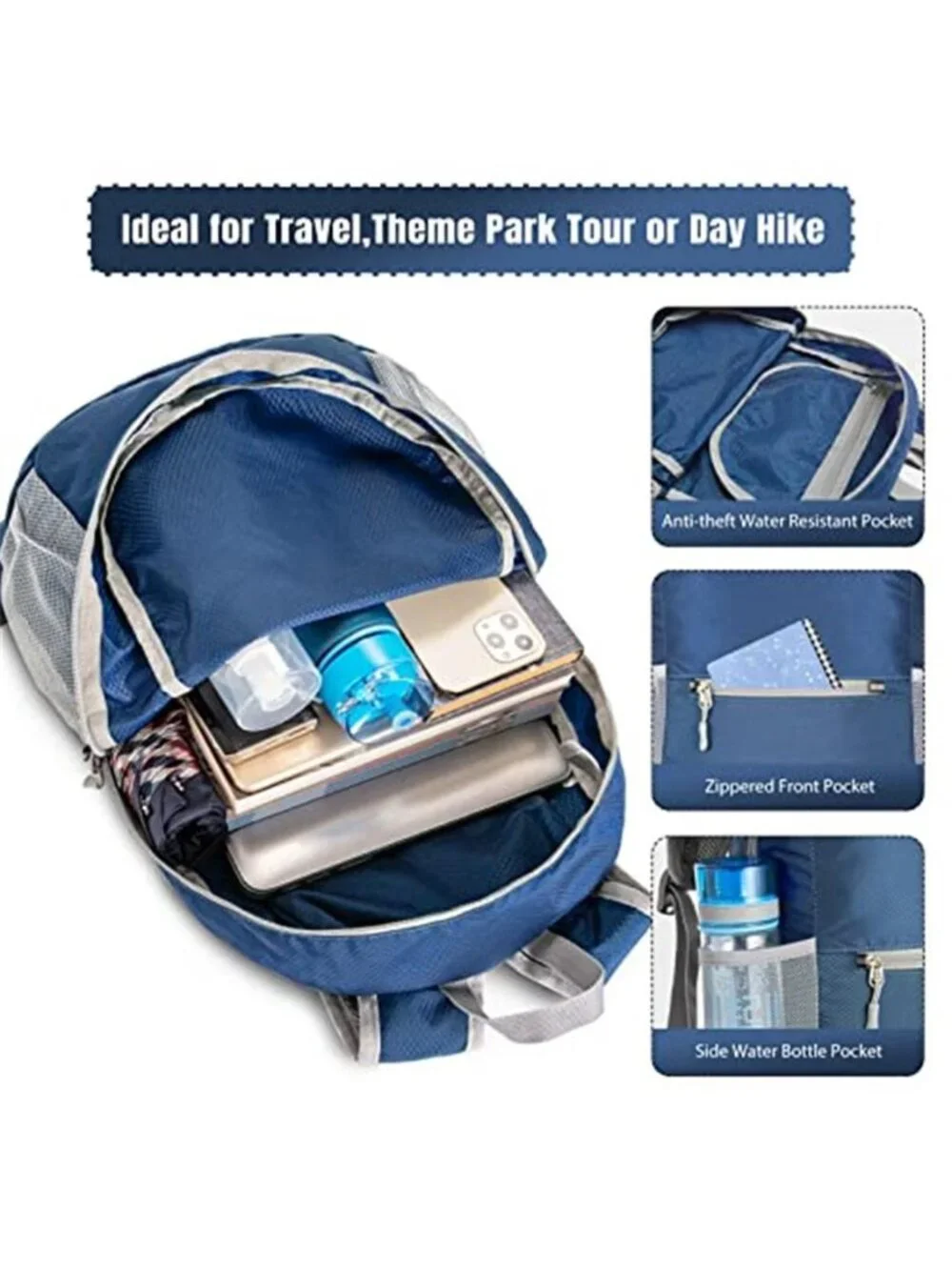 Packable Hiking Backpack Lightweight Foldable Travel Daypack Water Resistant 20L